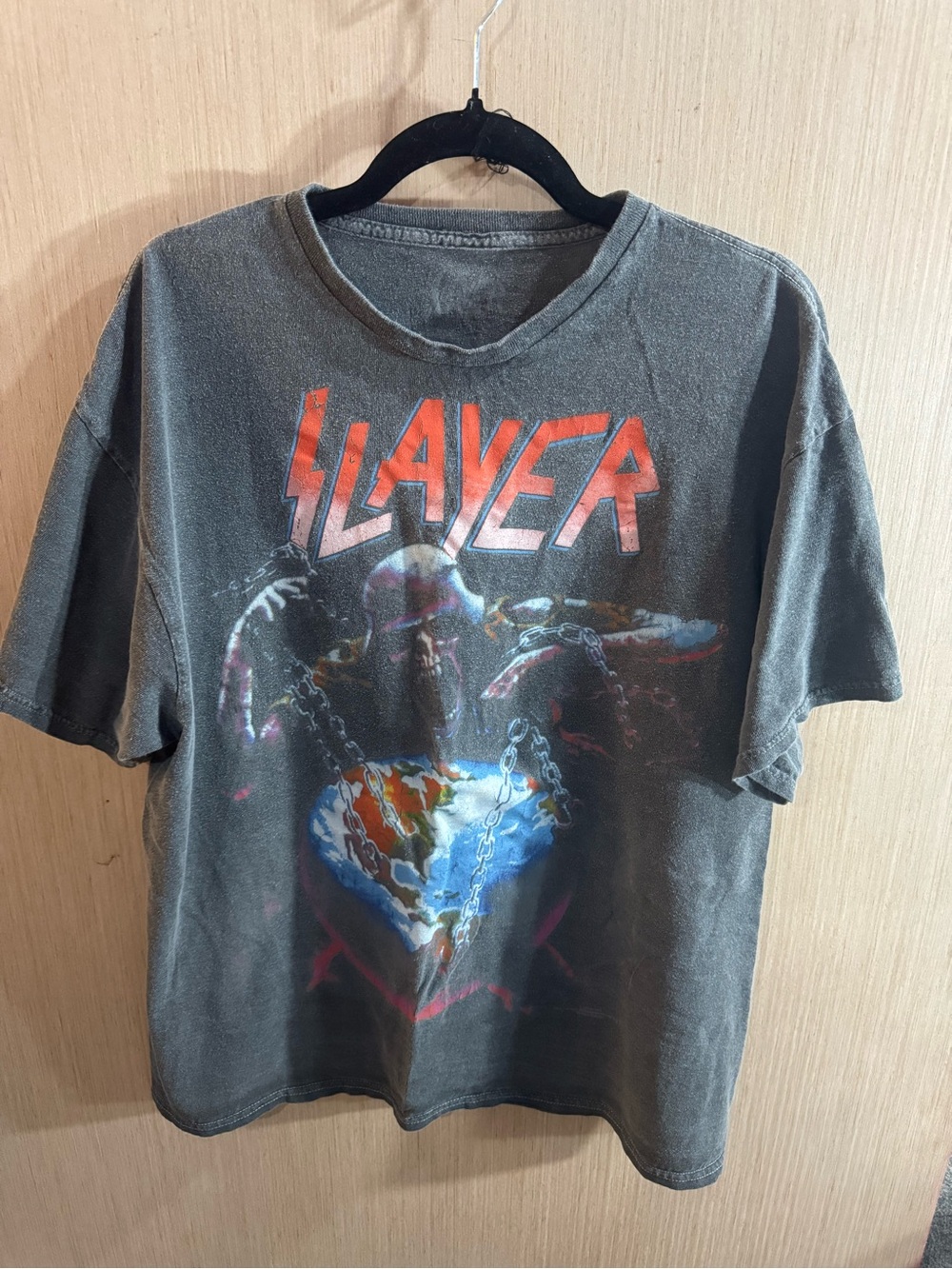 Men’s Slayer North American Intourvention Tour Graphic Tee in Washed Black Large